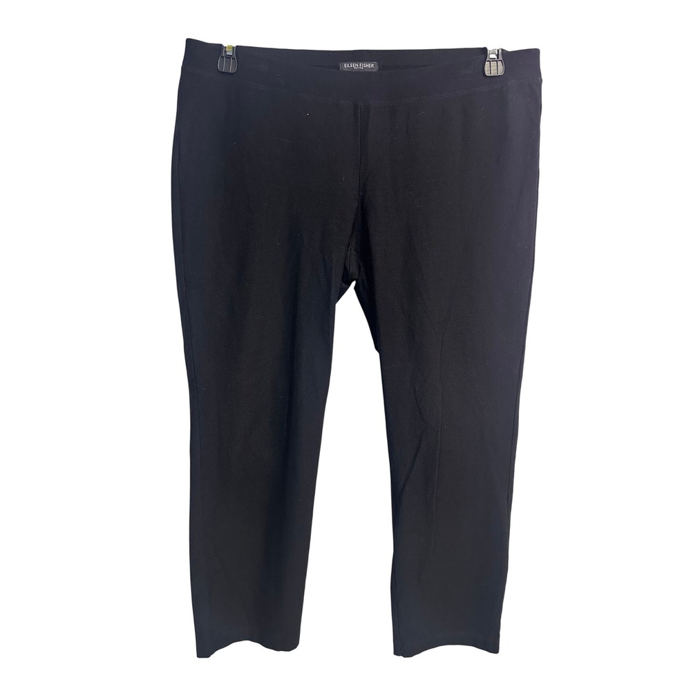 Eileen Fisher Petite Black‎ Viscose Stretch Pull On Ankle Pants PL Made in USA